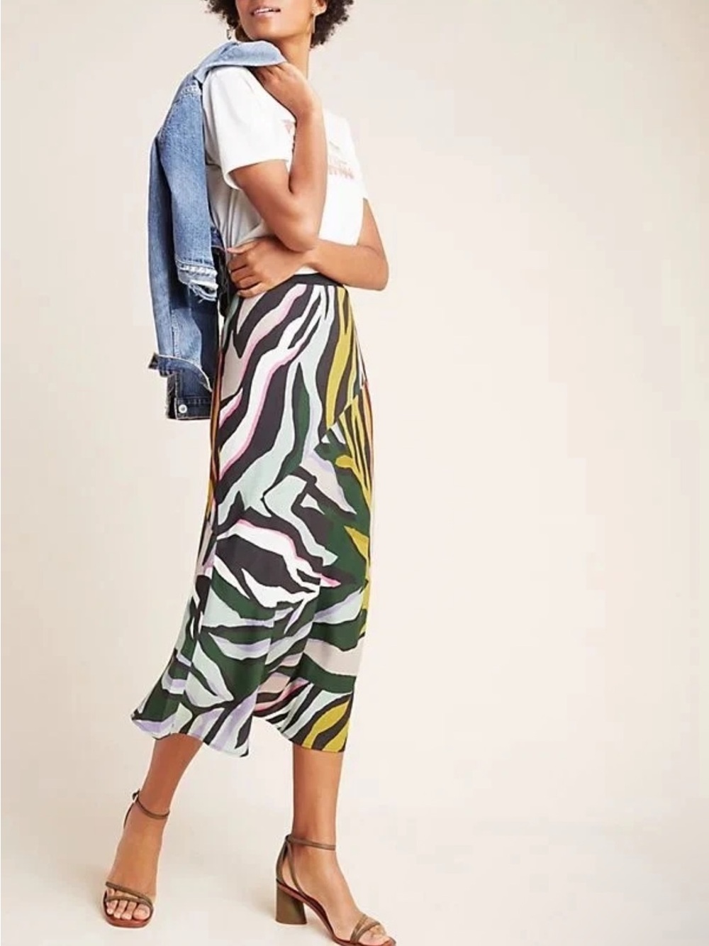 Corey Lynn Calter - Zebra Multicolor Bias Midi Skirt